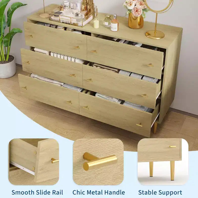Commode rustique en bois avec poignées barre, design vintage, organisateur de commodes de rangement pour chambre, salon, couloir