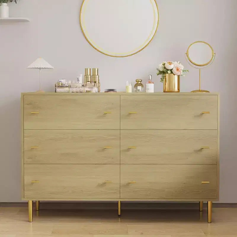 Wood Rustic Chest of Drawers with Bar Handles, Vintage Design, Storage Dressers Organizer for Bedroom, Living Room, Hallway