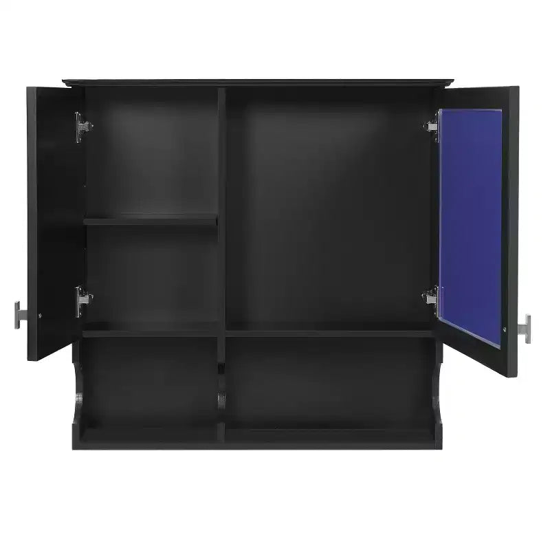 Armoire à pharmacie miroir 30'' avec étagères ouvertes, portes et étagère réglable pour le rangement de la salle de bain