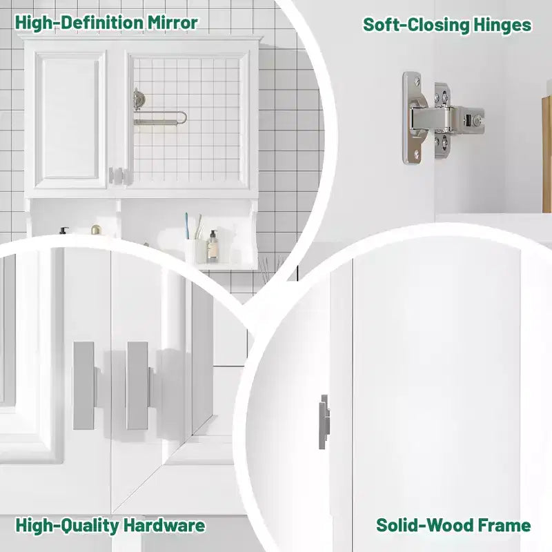 Armoire à pharmacie miroir 30'' avec étagères ouvertes, portes et étagère réglable pour le rangement de la salle de bain