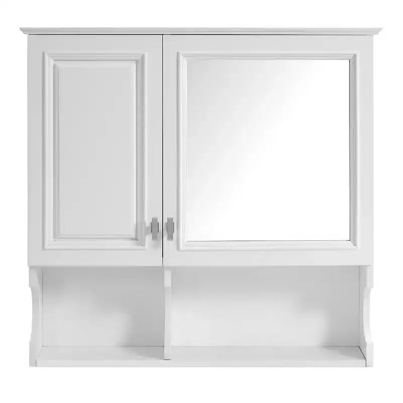 Armoire à pharmacie miroir 30'' avec étagères ouvertes, portes et étagère réglable pour le rangement de la salle de bain