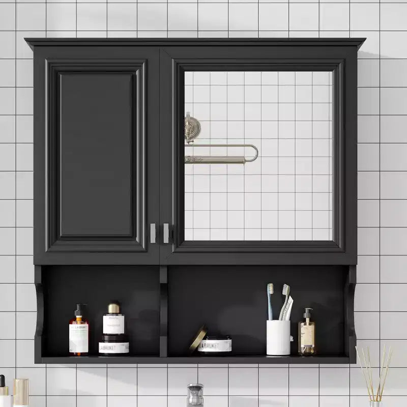 CASAINC 30'' Mirror Medicine Cabinet with Open Shelves, Doors &amp; Adjustable Shelf for Bathroom Storage