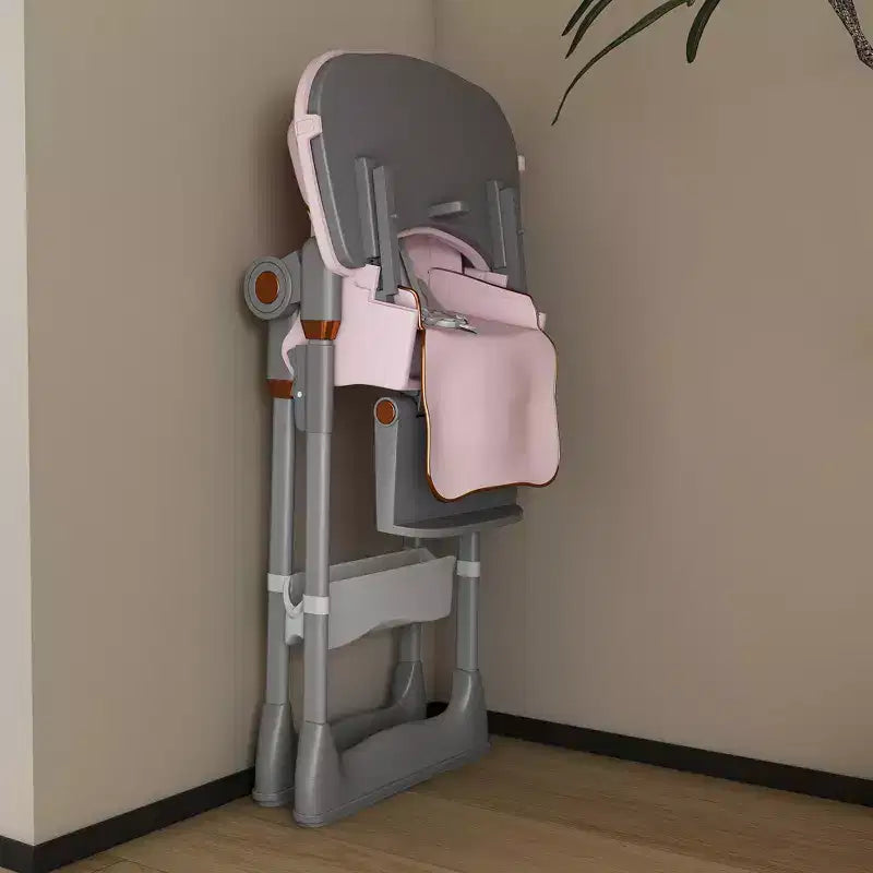 Chaise de salle à manger multifonctionnelle moderne en polyéthylène pour enfants avec ceinture de sécurité et roues verrouillables