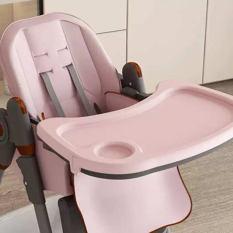 Chaise de salle à manger multifonctionnelle moderne en polyéthylène pour enfants avec ceinture de sécurité et roues verrouillables
