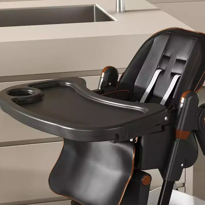 Chaise de salle à manger multifonctionnelle moderne en polyéthylène pour enfants avec ceinture de sécurité et roues verrouillables