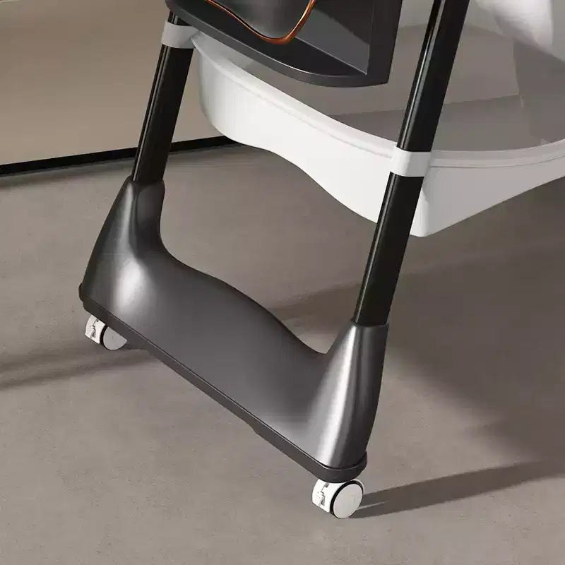 Chaise de salle à manger multifonctionnelle moderne en polyéthylène pour enfants avec ceinture de sécurité et roues verrouillables