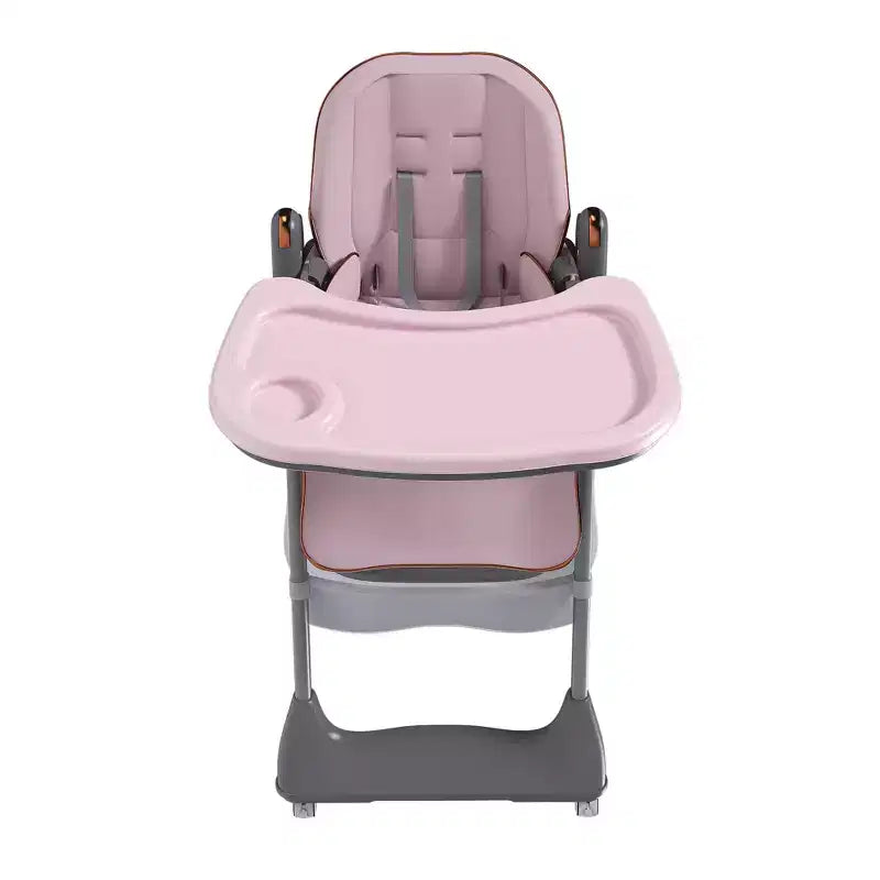 Chaise de salle à manger multifonctionnelle moderne en polyéthylène pour enfants avec ceinture de sécurité et roues verrouillables