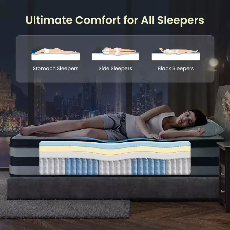Matelas hybride à ressorts en mousse à mémoire de forme au gel de 30,5 cm