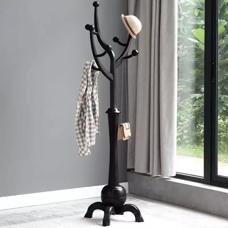 Bekrvio Solid Wood Coat Rack Freestanding, Coat Satnd with 8 Tree Branch Hooks, Stable Sphere Base, 160lbs