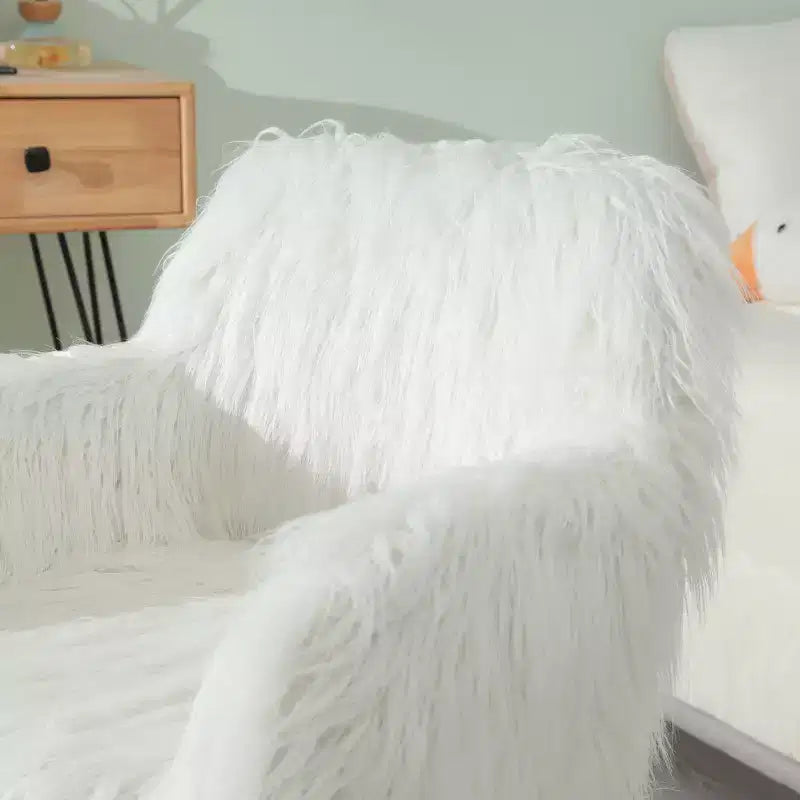 Chaise coiffeuse avec coussin en fausse fourrure