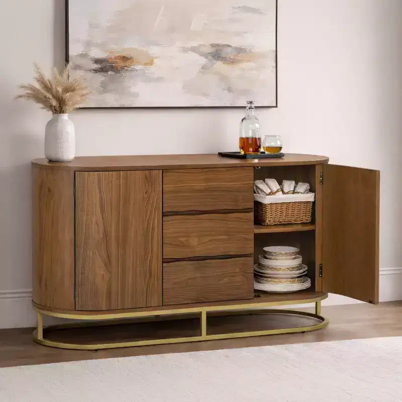 Teamson Home Seneca Modern Sideboard with Drawers, Push-Open Doors and Cabinet Storage