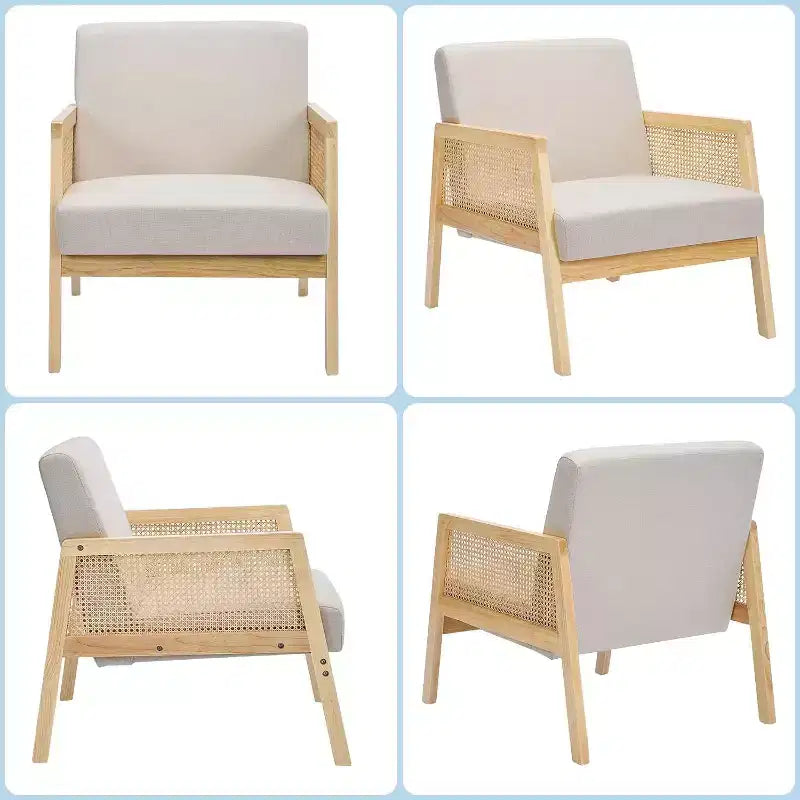 Fauteuils d'appoint Mid-Century Modern, accoudoirs en rotin