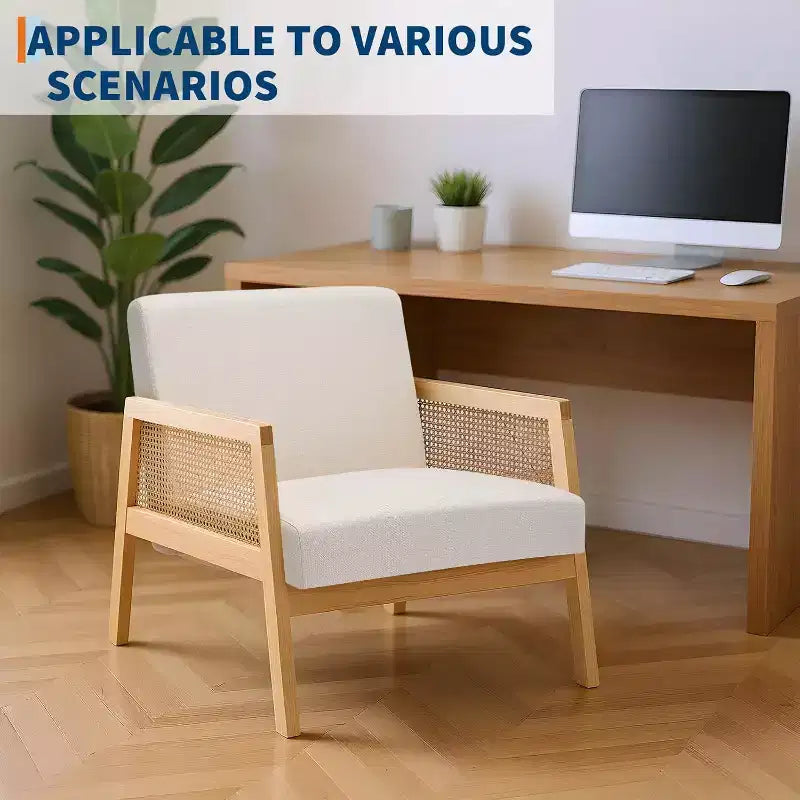 Fauteuils d'appoint Mid-Century Modern, accoudoirs en rotin