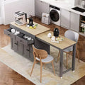 Bestier 75 Kitchen Island with Extendable Dining Table, Rolling Kitchen Island on Wheels with Spice Rack and 2 Drawers, 4 Door Cabinet
