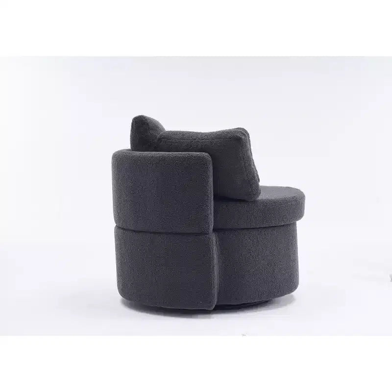 Fauteuil pivotant en tissu Teddy, fauteuil de salon rotatif avec 3 coussins décoratifs, base noire, rangement, coussin de dossier, fauteuil d'appoint pour salon, chambre