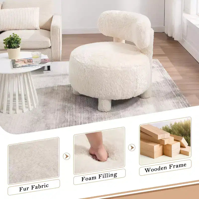Fauteuil d'appoint sans accoudoirs, chaise crapaud à dossier incurvé avec pieds en bois massif, chaise d'appoint de 13 coussins moelleux pour salon, chambre à coucher, coiffeuse