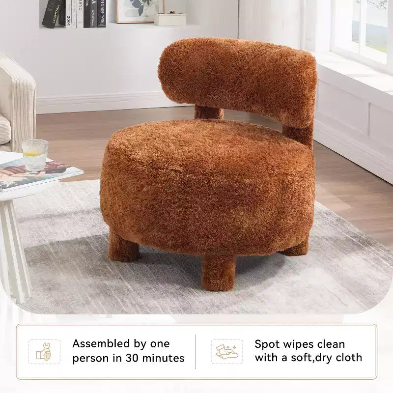 Fauteuil d'appoint sans accoudoirs, chaise crapaud à dossier incurvé avec pieds en bois massif, chaise d'appoint de 13 coussins moelleux pour salon, chambre à coucher, coiffeuse