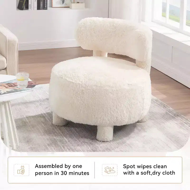 Fauteuil d'appoint sans accoudoirs, chaise crapaud à dossier incurvé avec pieds en bois massif, chaise d'appoint de 13 coussins moelleux pour salon, chambre à coucher, coiffeuse