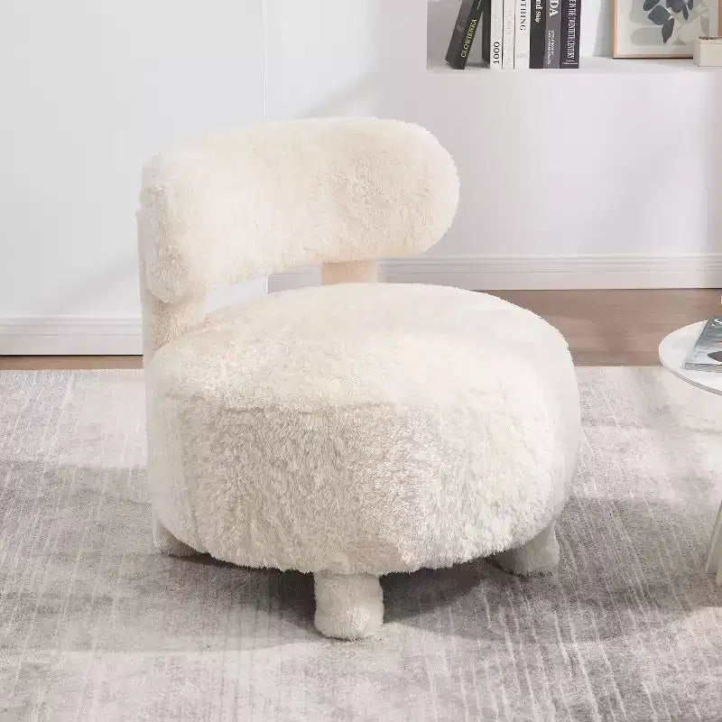 Fauteuil d'appoint sans accoudoirs, chaise crapaud à dossier incurvé avec pieds en bois massif, chaise d'appoint de 13 coussins moelleux pour salon, chambre à coucher, coiffeuse