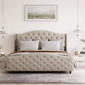 COZONY Queen Size Velvet Upholstered Bed Frame with Wingback Headboard