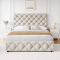 GustoWave Upholstered Platform Bed Frame with 4 Storage Drawers &amp; Adjustable Headboard - Full, Queen or King Size