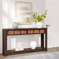 59 Entryway Console Table, 2 Tier Narrow Long Sofa Table with 2 Drawers, Wooden Behind Couch Table, Entry Foyer Table for Living Room