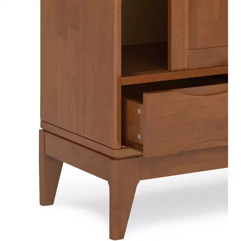 Buffet bas Mid-Century Modern en bois massif de 122 cm de large
