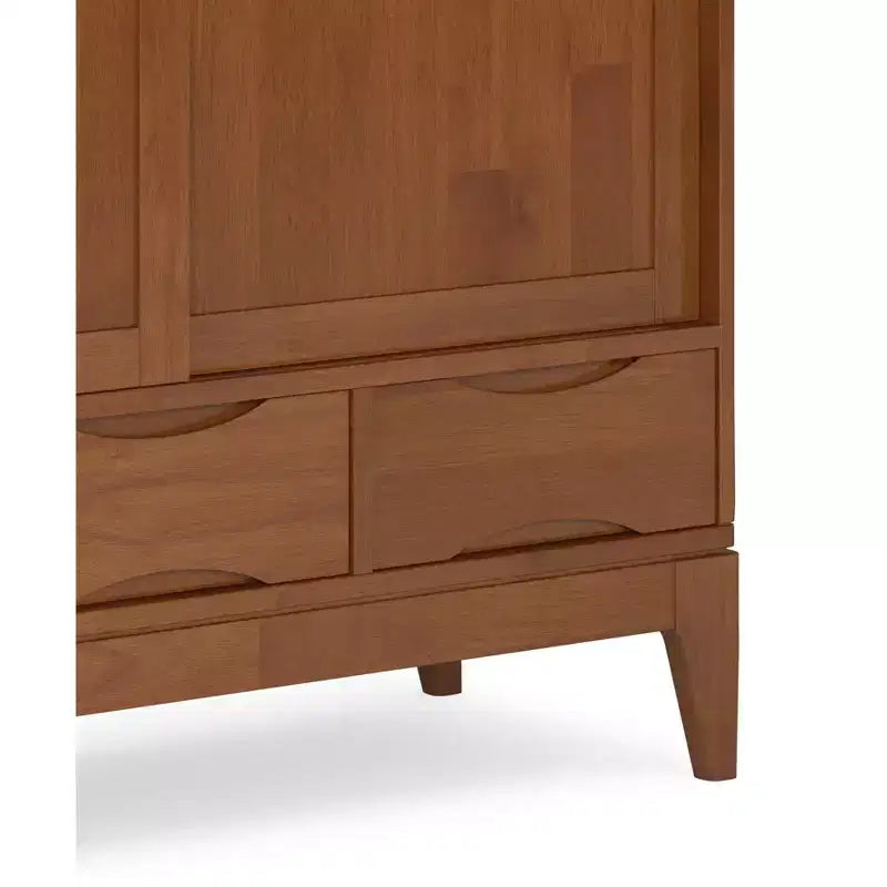 Buffet bas Mid-Century Modern en bois massif de 122 cm de large