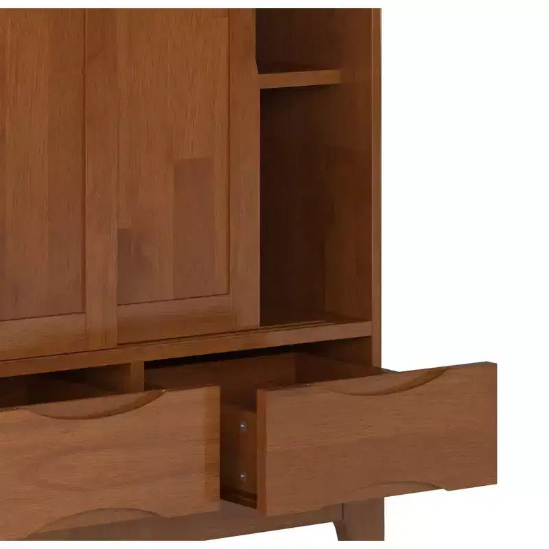 Buffet bas Mid-Century Modern en bois massif de 122 cm de large