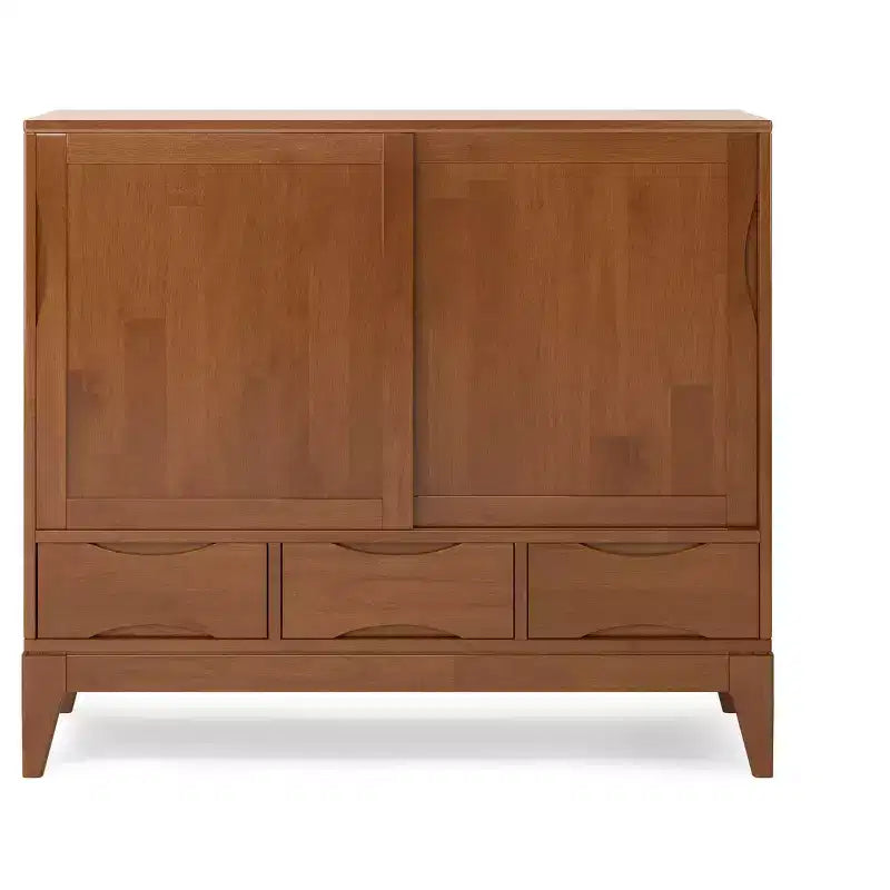 Buffet bas Mid-Century Modern en bois massif de 122 cm de large