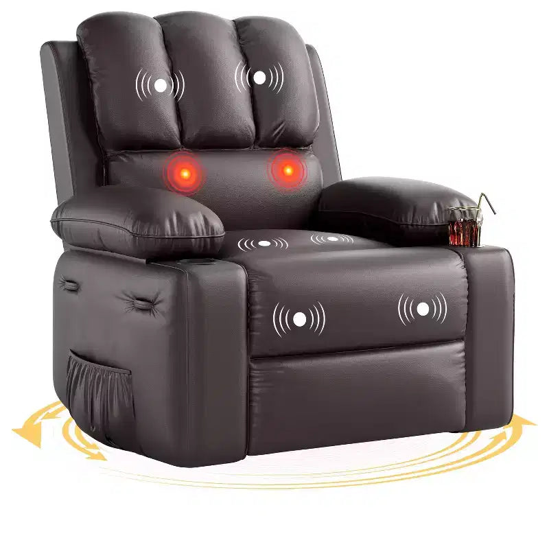 Recliner Chair,Rocking Chair with Massage and Heat,360 Swivel Living room Chairs for Adults,Rocker Manual Recliner with Cup Holder for Living Room