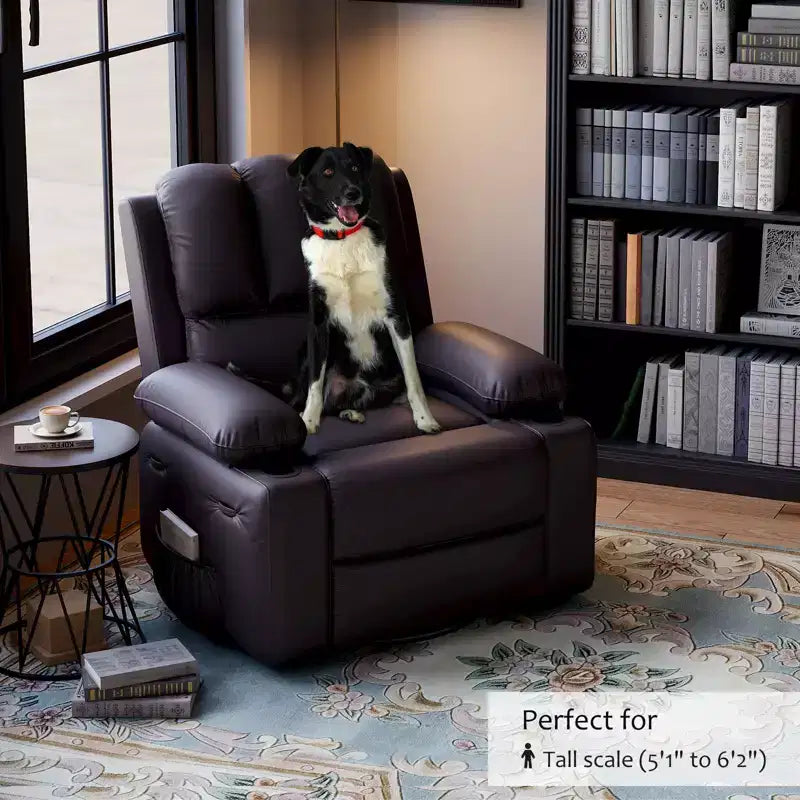 Fauteuil inclinable, fauteuil à bascule avec massage et chaleur, fauteuils de salon pivotants à 360° pour adultes, fauteuil inclinable manuel à bascule avec porte-gobelet pour salon