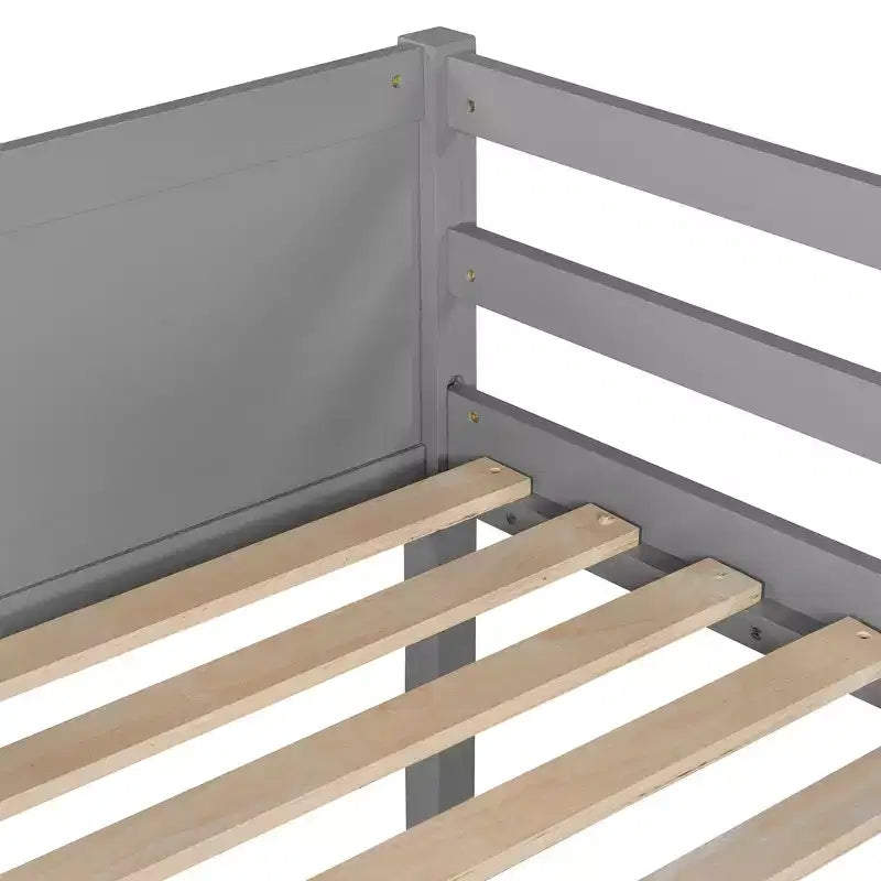 Lit mezzanine moderne en bois, une place, avec échelle inclinée