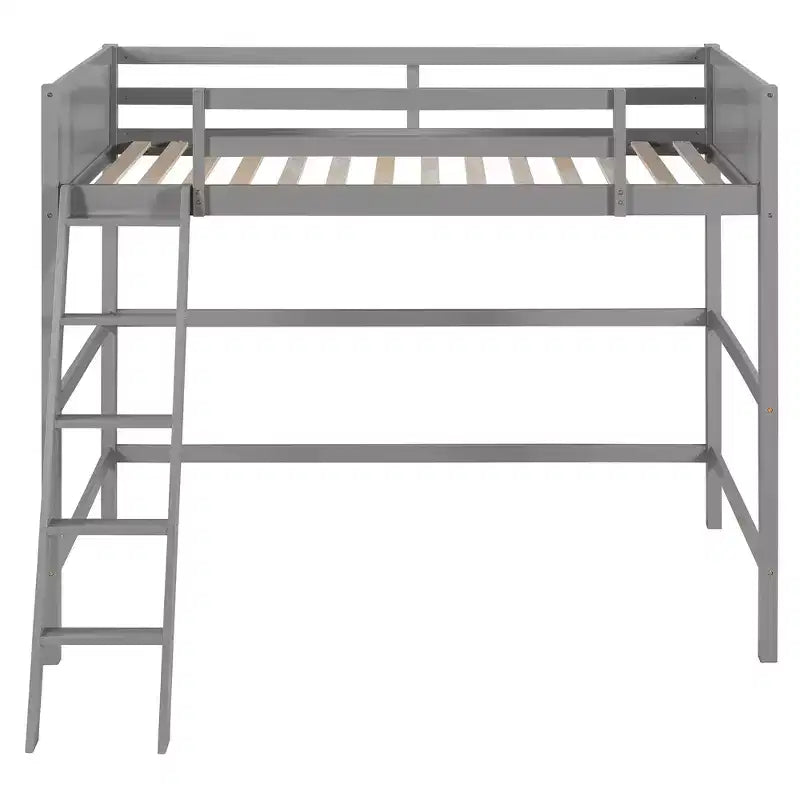 Lit mezzanine moderne en bois, une place, avec échelle inclinée