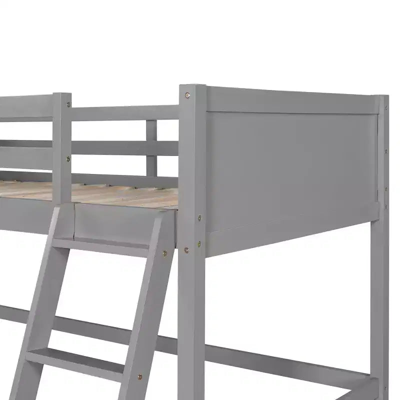 Lit mezzanine moderne en bois, une place, avec échelle inclinée