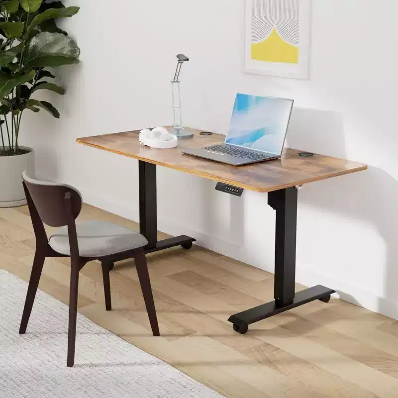 Cadre de bureau électrique assis-debout à double moteur/poutre robuste avec gestion des câbles, roulettes, crochets, capacité de 120 kg, compatible avec plateaux jusqu'à 198 x 101 cm