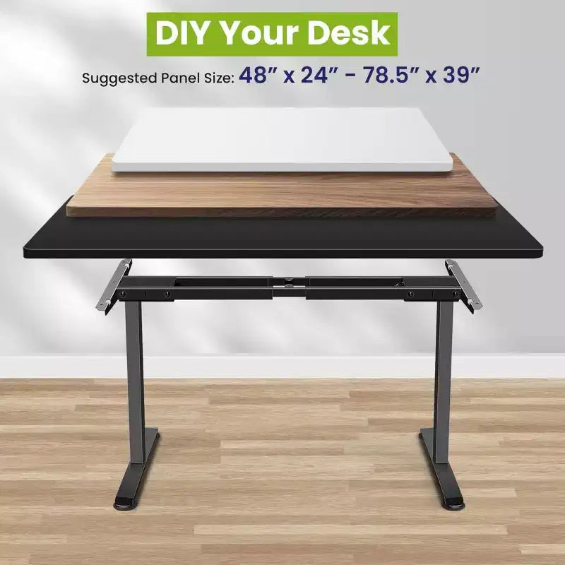 Cadre de bureau électrique assis-debout à double moteur/poutre robuste avec gestion des câbles, roulettes, crochets, capacité de 120 kg, compatible avec plateaux jusqu'à 198 x 101 cm