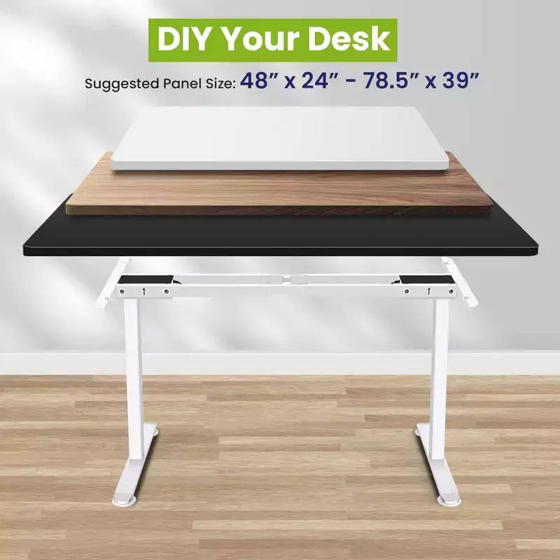 Cadre de bureau électrique assis-debout à double moteur/poutre robuste avec gestion des câbles, roulettes, crochets, capacité de 120 kg, compatible avec plateaux jusqu'à 198 x 101 cm