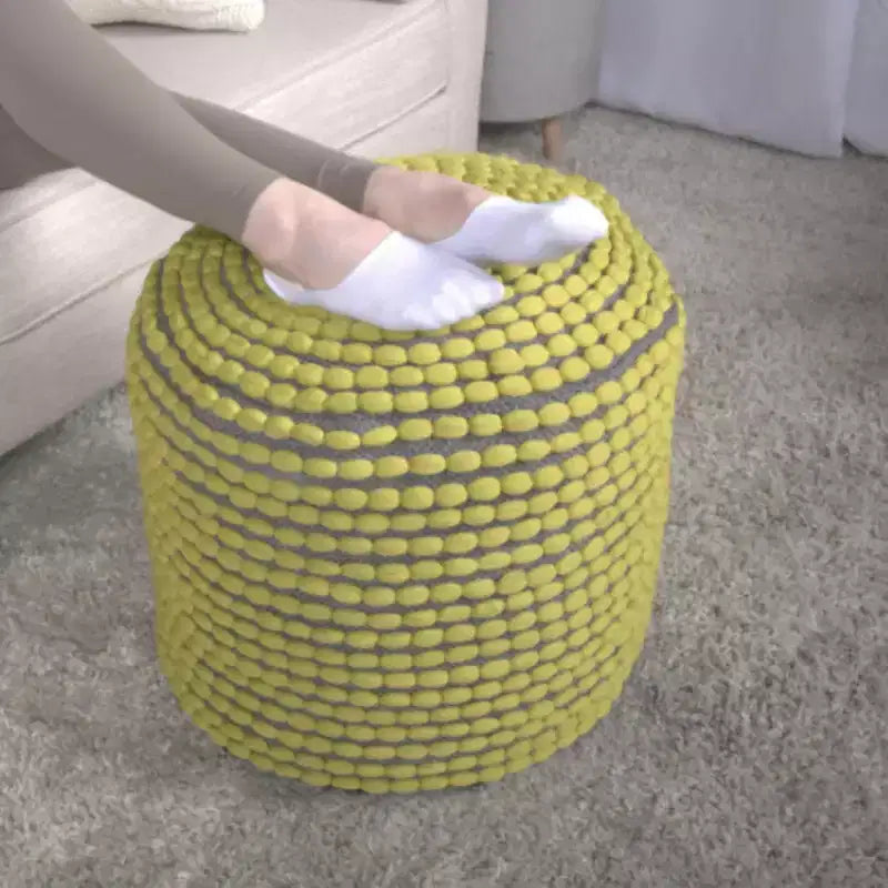 Pouf cylindrique fait main avec revêtement en tissu imperméable, repose-pieds capitonné, petit pouf pour salon, chambre à coucher