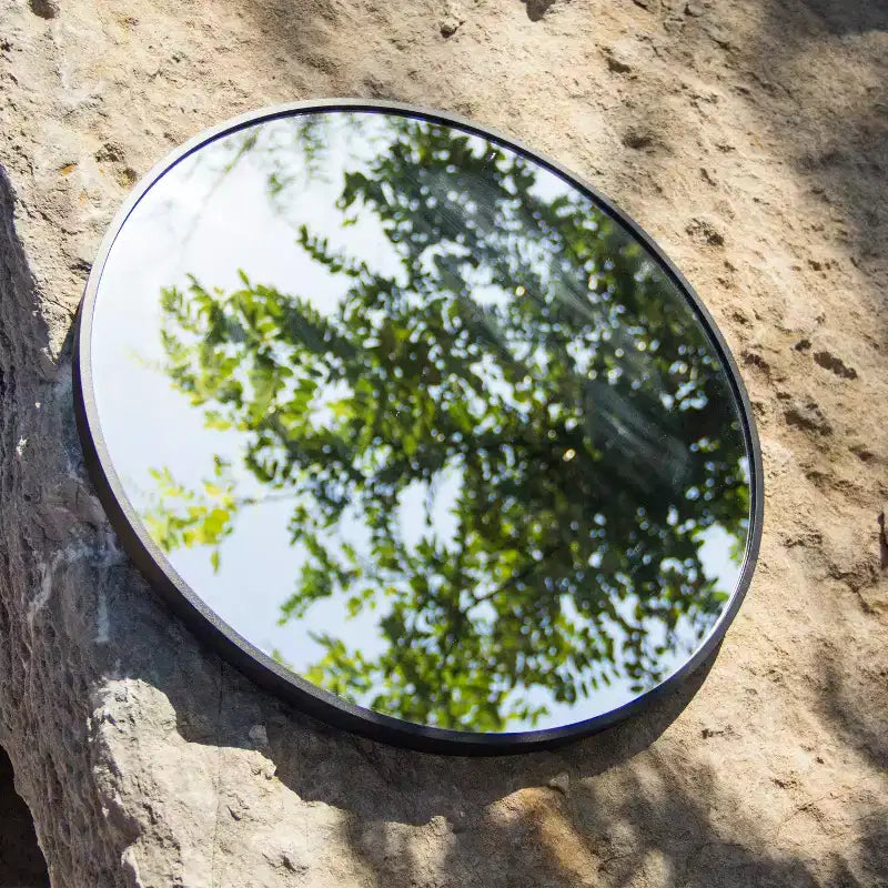 Miroir rond mural avec cadre en aluminium brossé Grand miroir circulaire pour mur, miroir de salle de bain rond