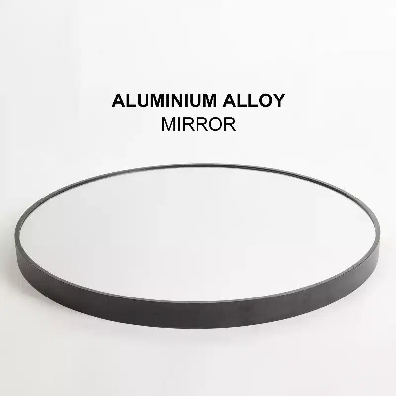 Miroir rond mural avec cadre en aluminium brossé Grand miroir circulaire pour mur, miroir de salle de bain rond