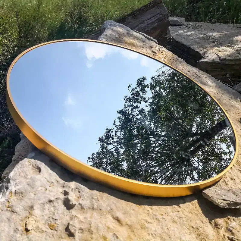 Miroir rond mural avec cadre en aluminium brossé Grand miroir circulaire pour mur, miroir de salle de bain rond