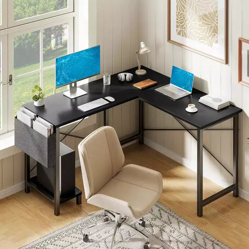 MAYEERTY 49-Inch L Shaped Computer Desk, Corner Gaming Desk with CPU Stand and Side Bag for Home Office Dorm
