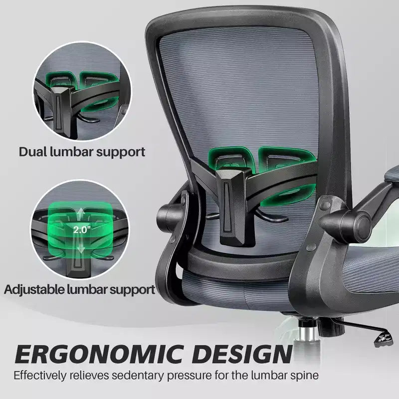 Chaise de bureau ergonomique, support lombaire réglable, tissu en maille respirant, durable et fiable