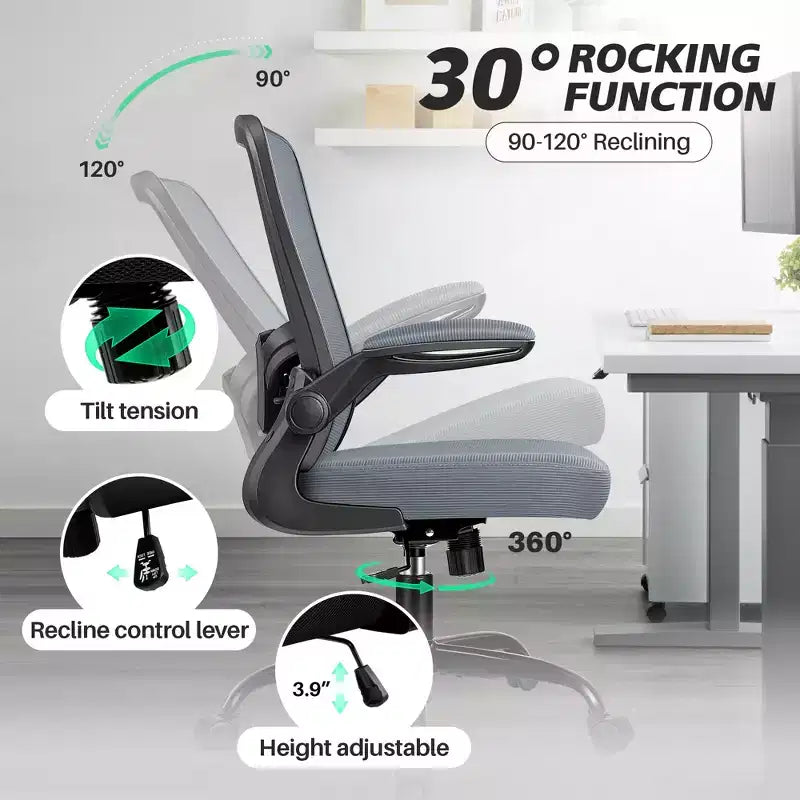 Chaise de bureau ergonomique, support lombaire réglable, tissu en maille respirant, durable et fiable