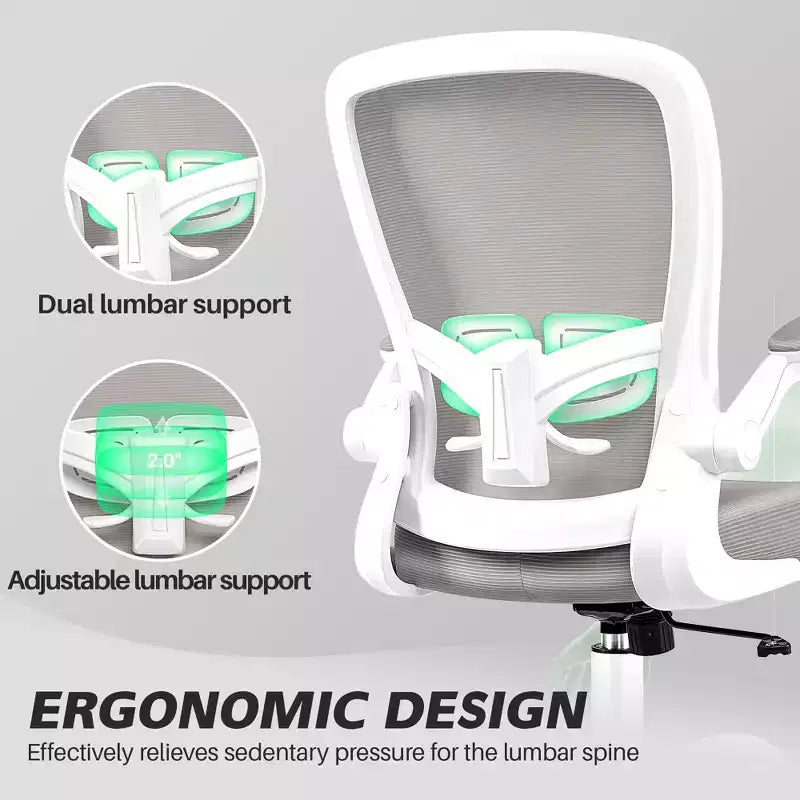 Chaise de bureau ergonomique, support lombaire réglable, tissu en maille respirant, durable et fiable