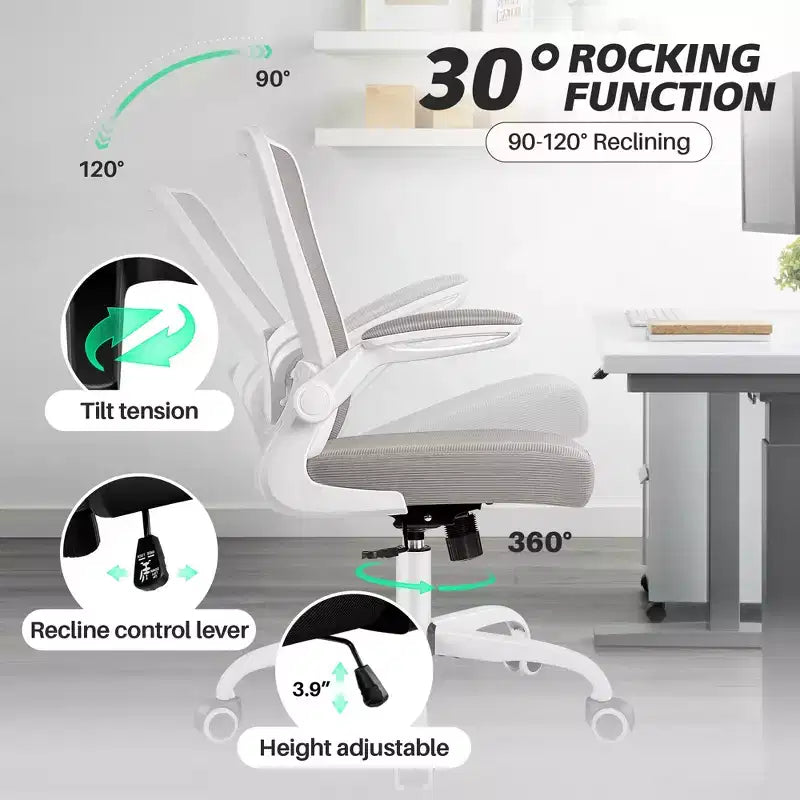 Chaise de bureau ergonomique, support lombaire réglable, tissu en maille respirant, durable et fiable