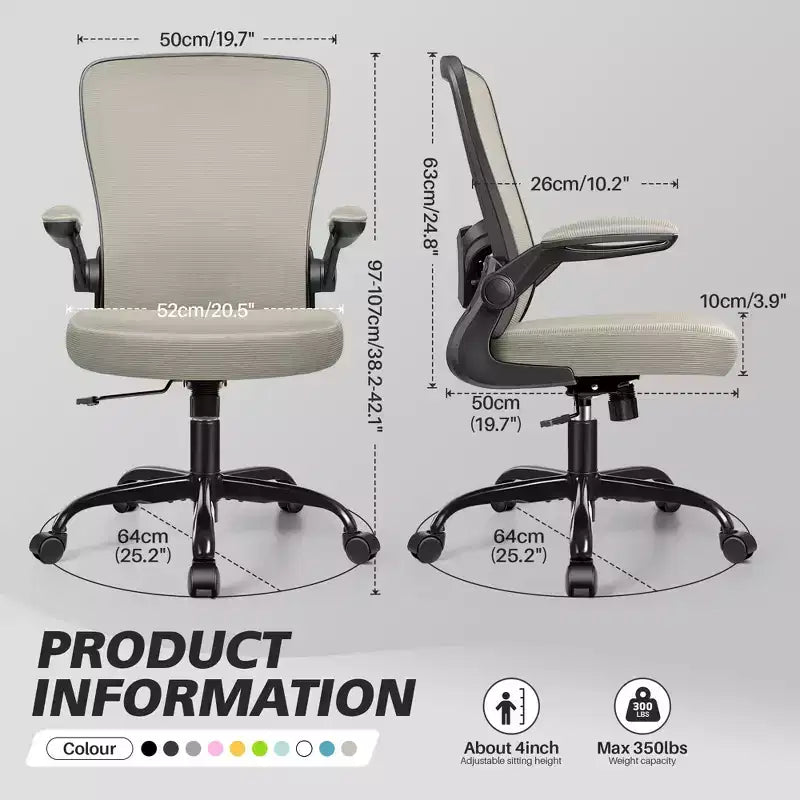 Chaise de bureau ergonomique, support lombaire réglable, tissu en maille respirant, durable et fiable