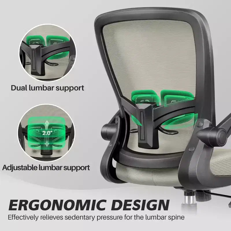 Chaise de bureau ergonomique, support lombaire réglable, tissu en maille respirant, durable et fiable