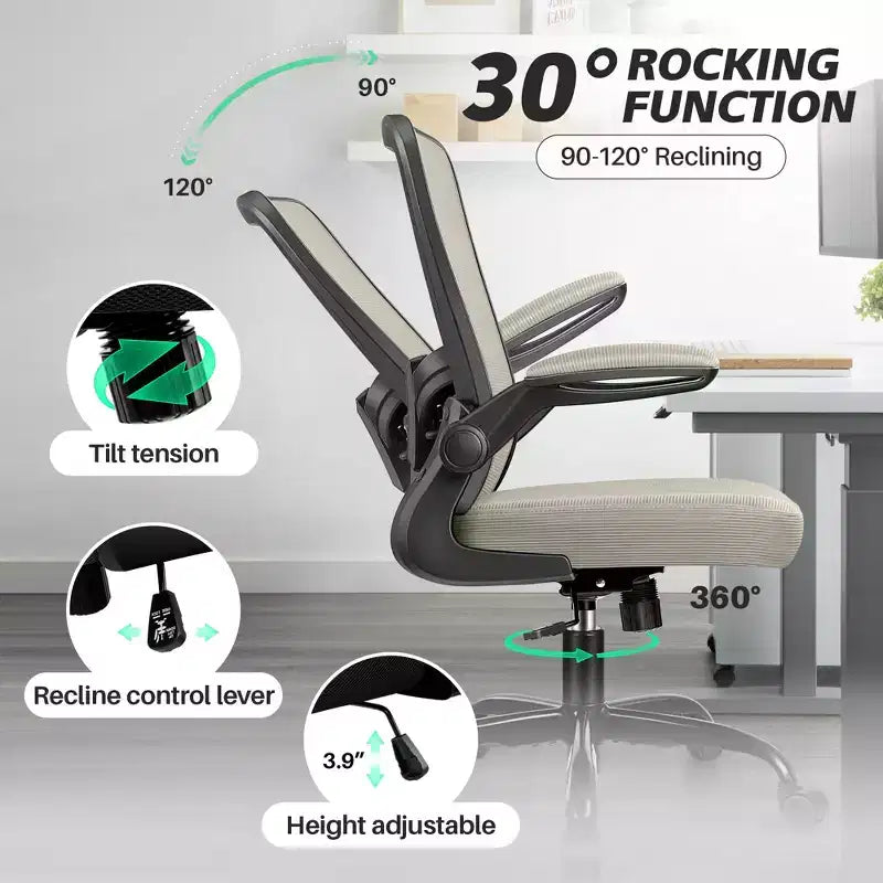 Chaise de bureau ergonomique, support lombaire réglable, tissu en maille respirant, durable et fiable